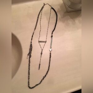 𝅺SILVER Dreamer & Feather Necklace